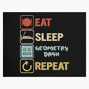 Funny Eat Sleep Geometry Dash Repeat Retro Vintage Geometry Dash Dad Gift Fathers Day Kids Birthdays Jigsaw Puzzle