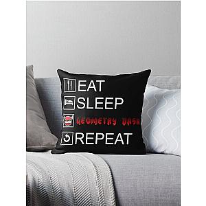 Eat Sleep Geometry Dash Coloured Throw Pillow