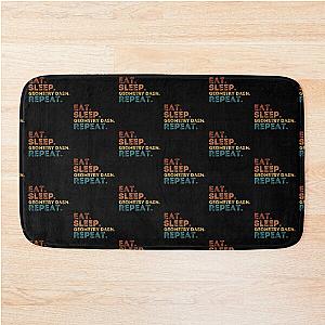Eat sleep repeats with dash geometry on bath mat