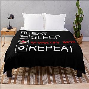Eat to Sleep Geometry Dash Repeat Coloured Throw Blanket
