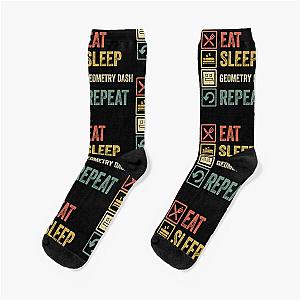 Funny eat sleep geometry dash retro vintage socks