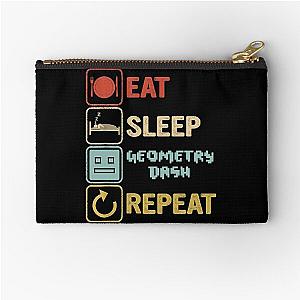 Funny Eat Sleep Geometry Dash Repeat Retro Gift for Dad on Fathers Day or Kids Birthday Zipper Pouch
