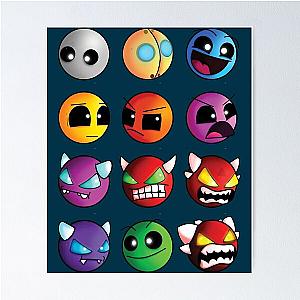 geometry dash demon faces poster