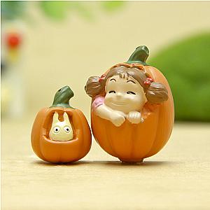 DIY Pumpkin White Totoro Lamp Figurines