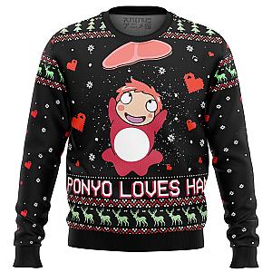 Ponyo Loves Ham Premium Ugly Christmas Sweater