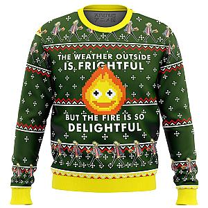 Calcifer Fire is so Delightful Premium Ugly Christmas Sweater