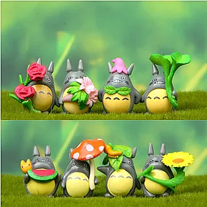 8pcs/Set My Neighbor Totoro Chinchilla with Flowers Figure Toy