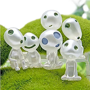 6pcs/lot Princess Mononoke Noctilucence Kodama Tree Spirit Ghibli Action Figures Toys