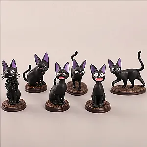6pcs/lot Studio Ghibli Hayao Miyazaki Anime Black JiJi Cat Figure Toys