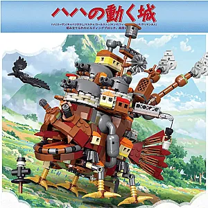 Ghibli  Anime Howl's Moving Castle City House Small Particles Assembling Blocks Toys