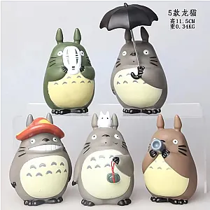 5Pcs Miyazaki Hayao My Neighbor Totoro with Umbrella Figure Toy