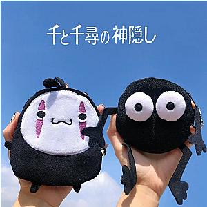 Ghibli Spirited Away Cosplay No Face Man Black Briquettes Plush Doll Mini Wallet