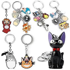 Ghibli Kiki's Delivery Service Spirited Away Cute Cat No Face Man Cartoon Keychains