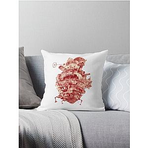 Ghibli Studio Pillows - Red Hues of Howl’s Castle Throw Pillow