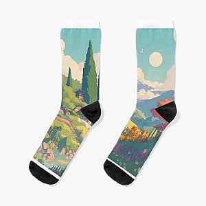 Ghibli Studio Socks - Scenic Ghibli Landscapes Anime Socks