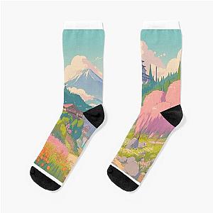Ghibli Studio Socks - Iconic Ghibli Landscapes 1 Anime Socks