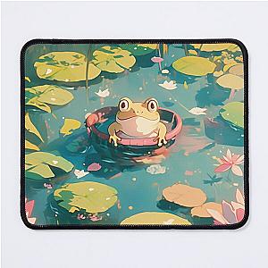 Ghibli Studio Mousepads - Kawaii Koi Pond: Cute Frog in The Pond Mouse Pad