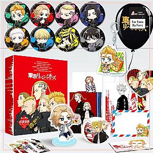 New Anime Tokyo Revengers Manjiro Ken Takemichi Hinata Postcard Badge Bookmark Balloon Lucky Gift Box
