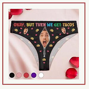 customized Face Naughty But Then We Get Tacos - custom Photo Women's Low-Waisted Brief - Website Brand