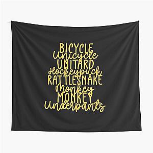 Monkey Monkey Underpants Fan Quote Yellow Tapestry