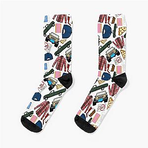 Luke Lorelai Fan Pattern Icons All Over Print White Pack Socks