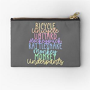 Monkey Monkey Underpants Rainbow Fan Quote Grey Zipper Pouch