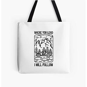 Where You Lead I Will Follow - Car - Outdoors - White - Gilmore All Over Print Tote Bag