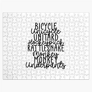 Monkey Monkey Underpants Black White Fan Quote Jigsaw Puzzle