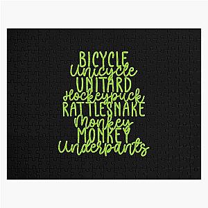 Monkey Monkey Underpants Green Fan Quote Black Jigsaw Puzzle