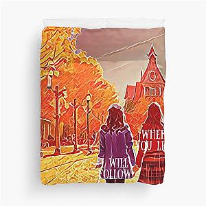 Where You Lead I Will Follow - The Girls Walking in Autumn - Gilmore Duvet Cover