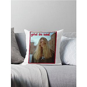 girl in red  Throw Pillow