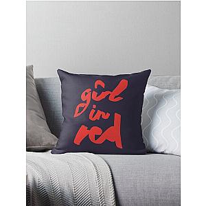 girl in red brush logo Throw Pillow