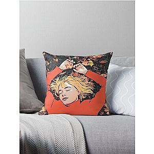 Chilling Girl in Red  Throw Pillow