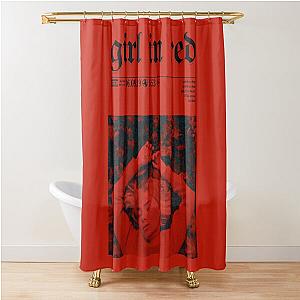 Girl in red poster -minimal  Shower Curtain