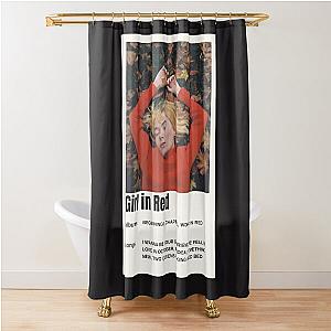 Girl in red vintage music Shower Curtain