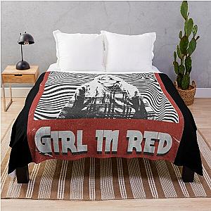 Girl in red - Retro Throw Blanket