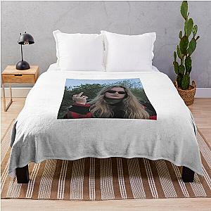 Girl in red cool Throw Blanket