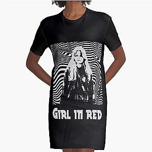 Girl in Red Art Graphic T-Shirt Dress