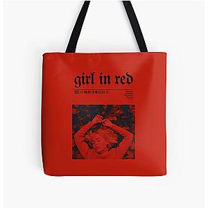 Girl in red poster -minimal  All Over Print Tote Bag