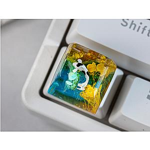 Koi Keycap Keycap- Blue and Yellow Koi- Artisan Keycap