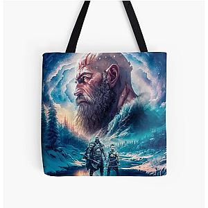 God of War Ragnarök Kratos & Atreus All Over Print Tote Bag