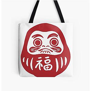 Japanese Daruma Symbols of Good Fortune All Over Print Tote Bag