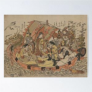 Seven gods of fortune in the treasure boat - Shigemasa Kitao - 1772 Poster