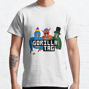 Gorilla Tag Gorilla Blue Party Hat Orange Cowboy Green Top Hat Monkey by POLKART   Classic T-Shirt