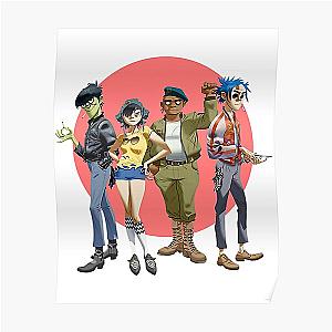 Gorillaz Posters - Gorillaz Group Circle Rise T-Shirt Poster RB2709