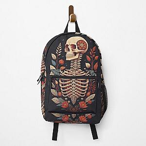 Floral Skeleton Halloween Skull Ribcage Grateful Dead Illustration Fantasy Backpack RB0512