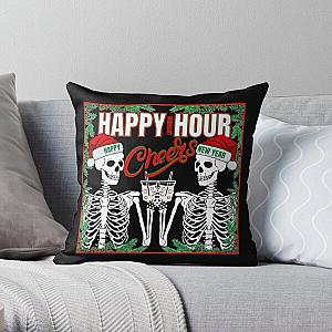 Happy Hour New Year Cheers Skeletons Throw Pillow RB0512