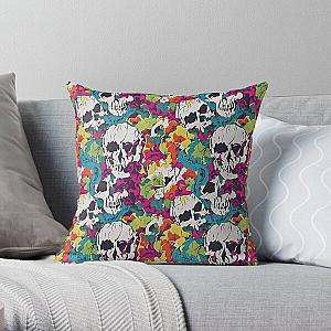 Trippy Hippy Skulls Throw Pillow RB0512