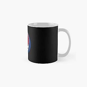 a grateful skull cartoon wearing blue and red headphones listening rock music Classic Mug RB0512