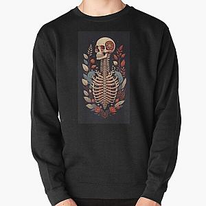 Floral Skeleton Halloween Skull Ribcage Grateful Dead Illustration Fantasy Pullover Sweatshirt RB0512